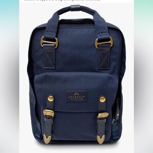 Navy Blue Backpack with Gold Accents